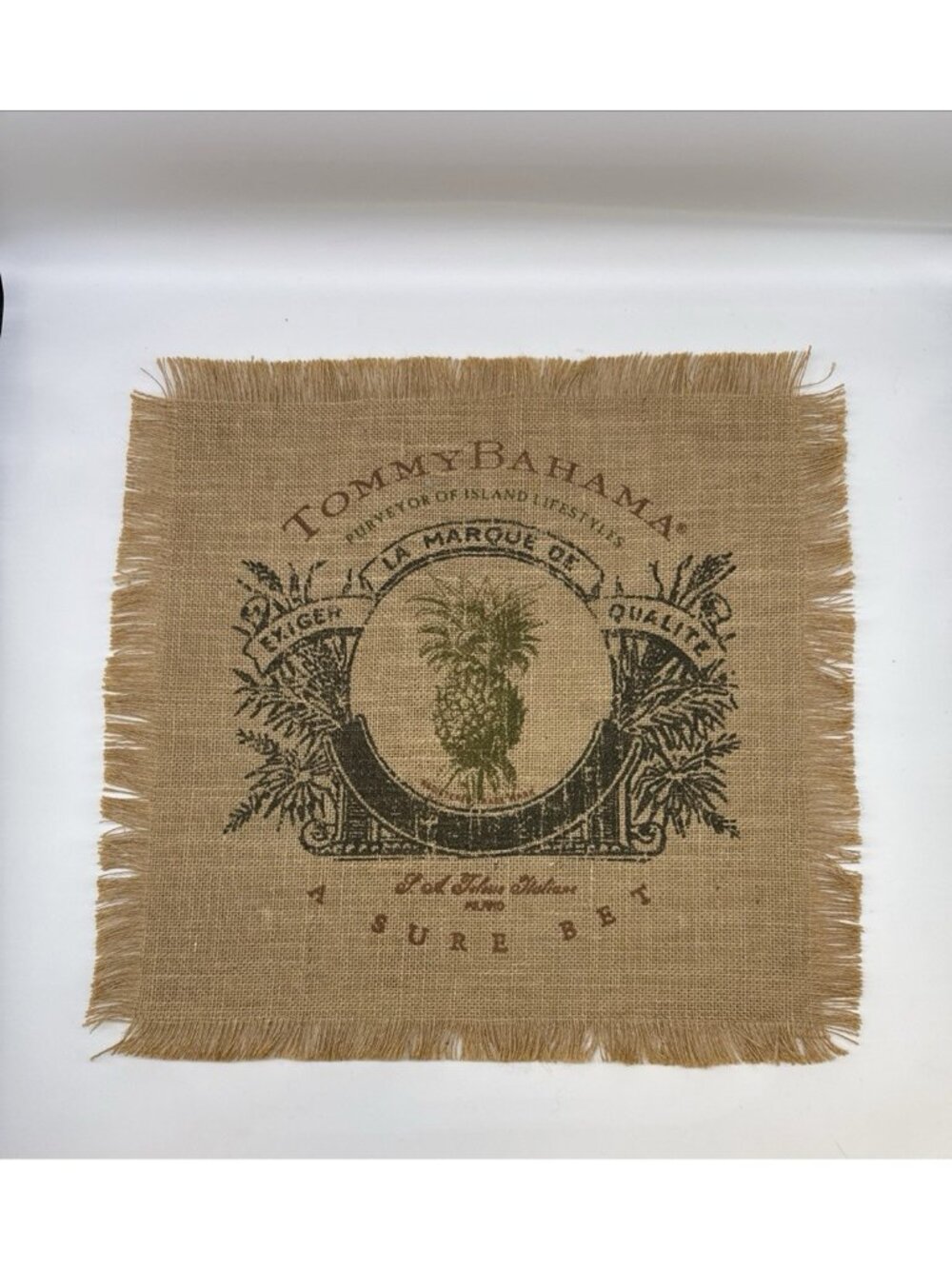 6 Tommy Bahama Burlap Jute Table Placemats Pineapple Tropical Beach Tiki